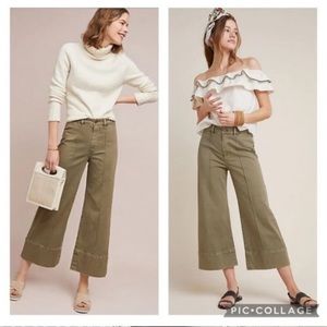 Anthropologie Chino Wide Leg Cropped Pants